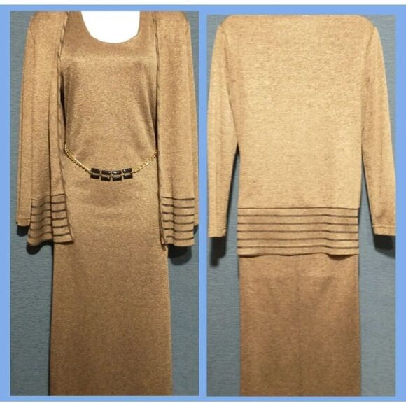 K Studio VINTAGE Women's Size Small Bronze Shimmer 3 Piece Set Dress. - Picture 5 of 9